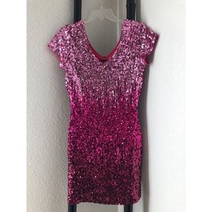 Sequin Glitter Short Sleeve V Neck Dress